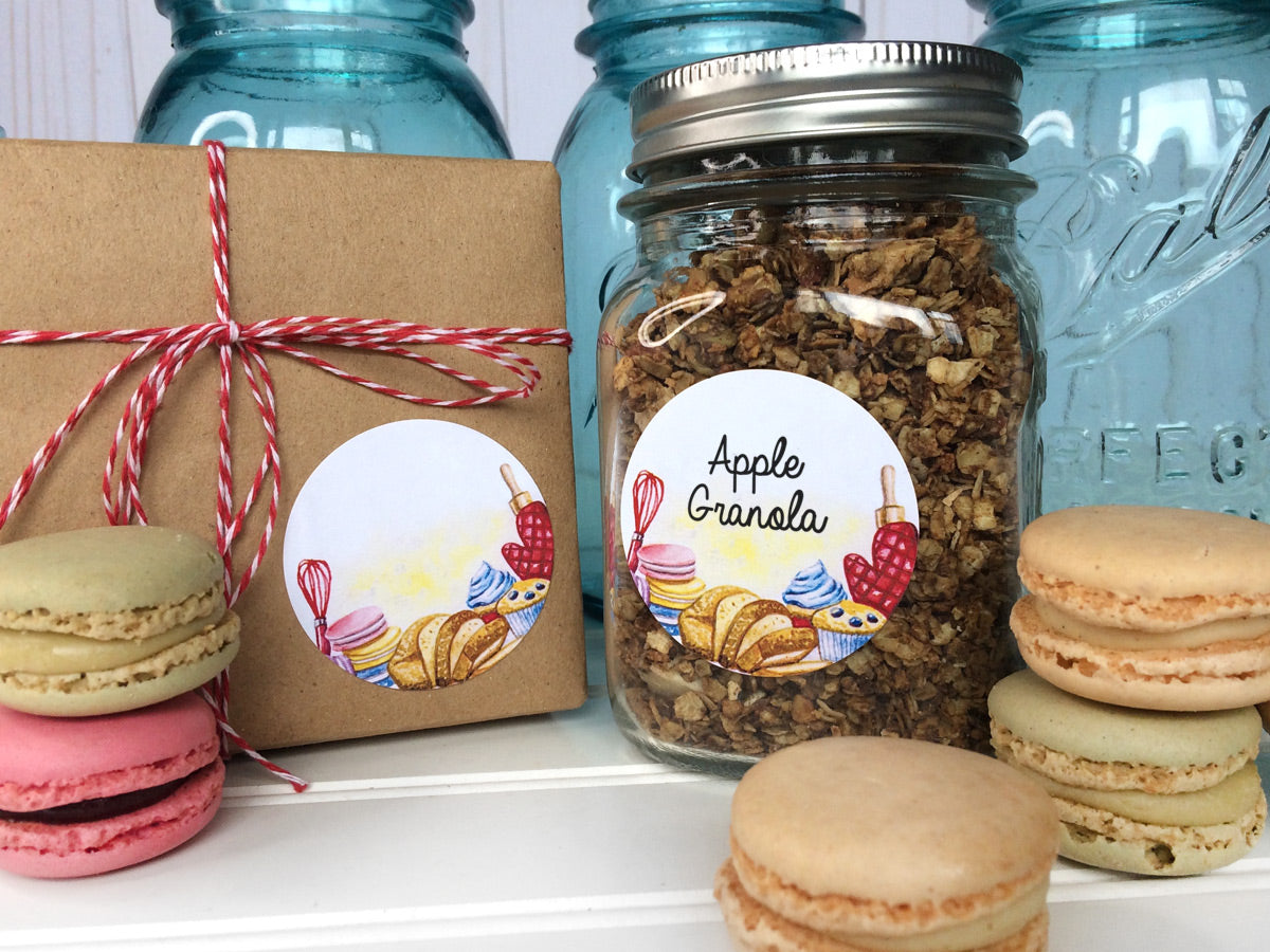 Watercolor Kitchen & Baked Goods Labels for bakery cookie boxes & mason jars | CanningCrafts.com