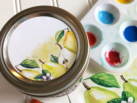 Blank Watercolor Pear Canning Labels | CanningCrafts.com
