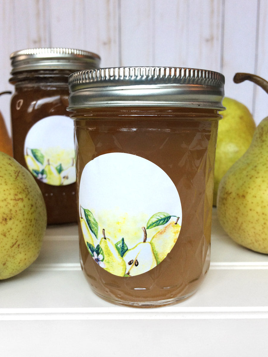 Blank Watercolor Pear Jam & Jelly Jar Labels | CanningCrafts.com