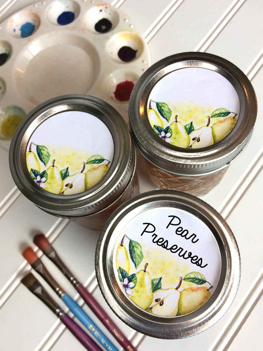 Watercolor Pear Canning Labels for butter, jam, jelly, and compote ...