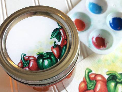Watercolor Pepper Canning Labels | CanningCrafts.com
