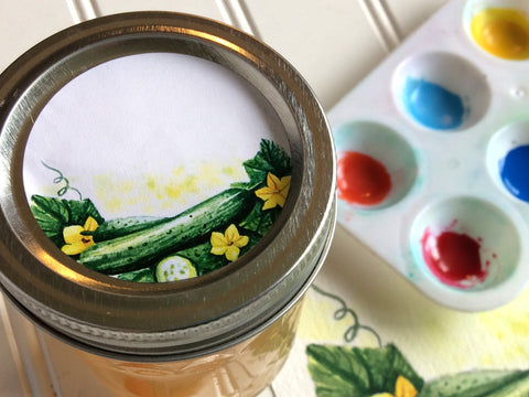 Watercolor Pickle Canning Labels for dill, sweet, bread & butter, or relish | CanningCrafts.com