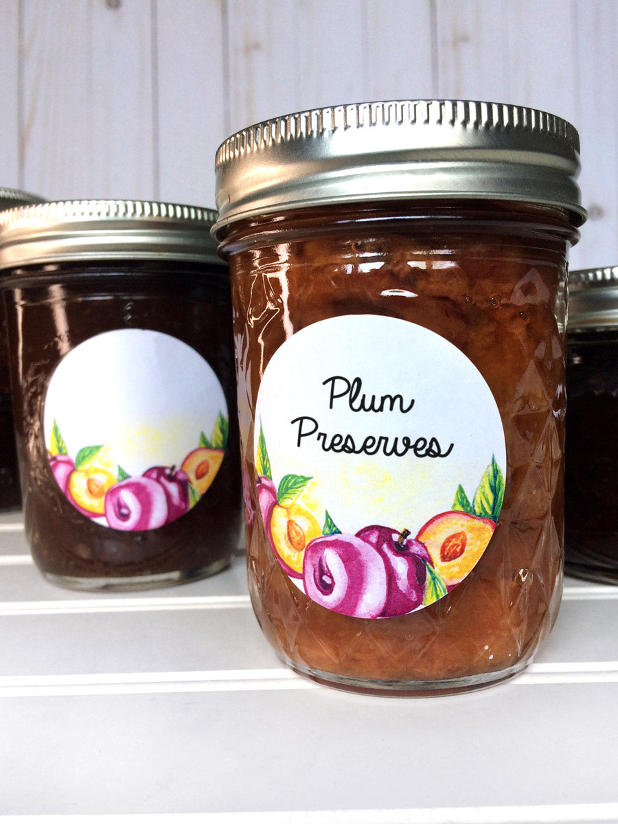 Blank Watercolor Plum Preserves Canning Labels | CanningCrafts.com