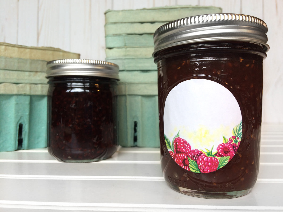 Watercolor Raspberry Canning Labels, mason jar stickers for jam jelly ...