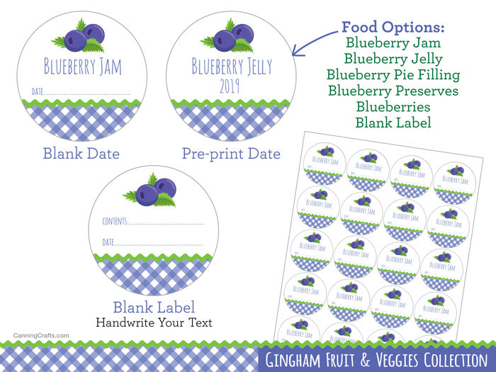 Gingham Blueberry Canning Labels | CanningCrafts.com