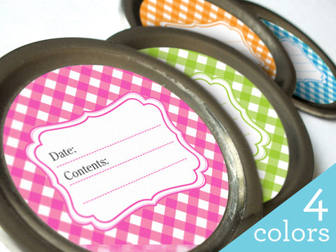 Bright Gingham Canning Labels  | CanningCrafts.com