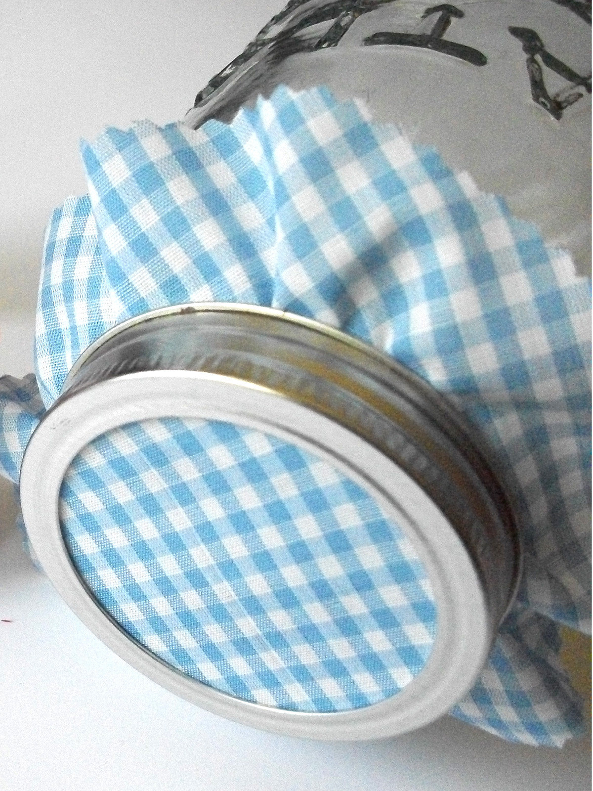 Blue Gingham Jam Jar Covers | CanningCrafts.com