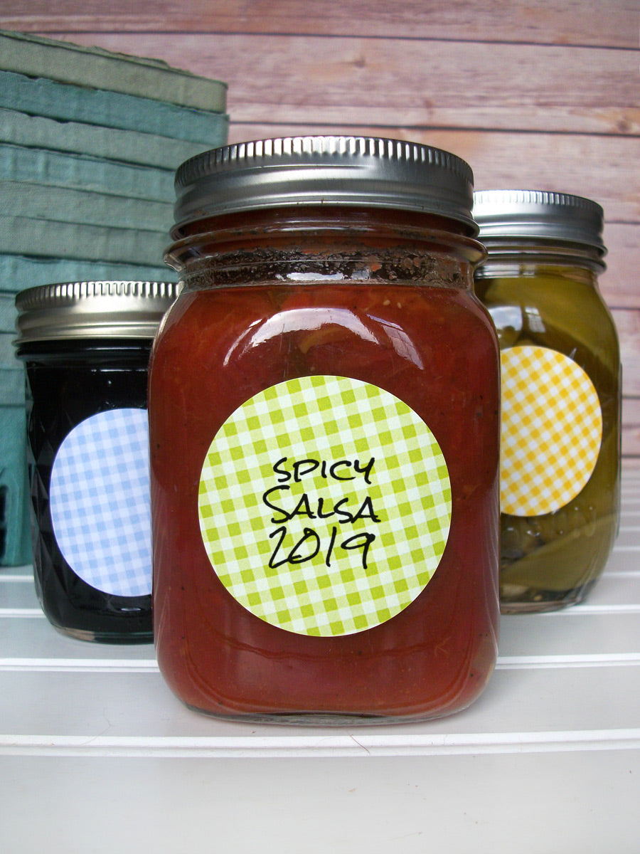 Checkered canning labels for home preserved jam & jelly jars | CanningCrafts.com