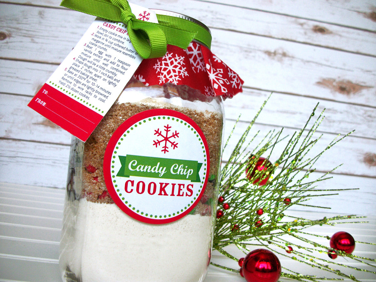 DIY Christmas Cookie Mason Jar Decoration Kit with 4 recipe