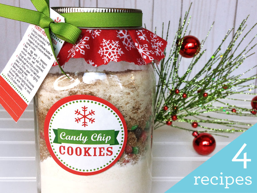 DIY Christmas Cookie Mason Jar Decoration Kit with 4 recipe options –  CanningCrafts