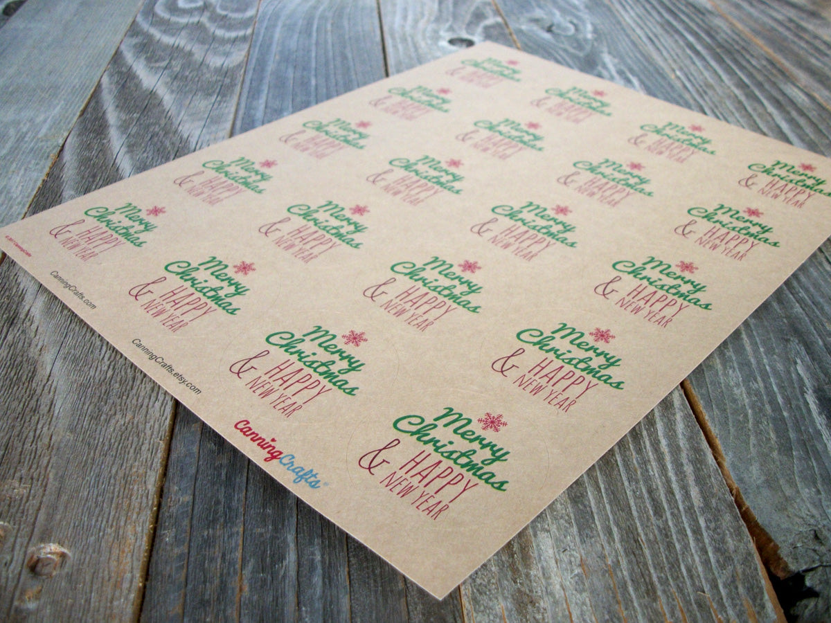 Merry Christmas Happy New Year Canning Labels | CanningCrafts.com