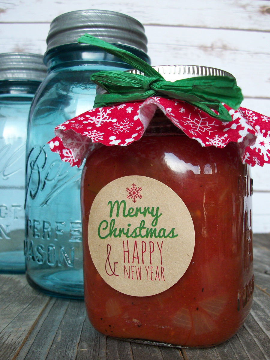 Merry Christmas Happy New Year Canning Labels | CanningCrafts.com