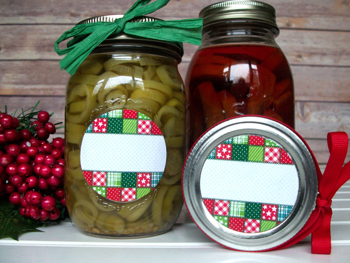 Country Quilt Christmas Canning Labels | CanningCrafts.com