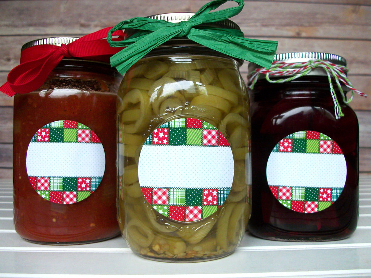 Country Quilt Christmas Canning Jar Labels | CanningCrafts.com