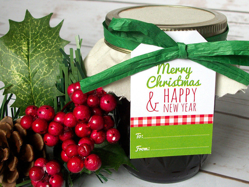12 Merry Christmas New Year Hang Tags for holiday mason jar gifts