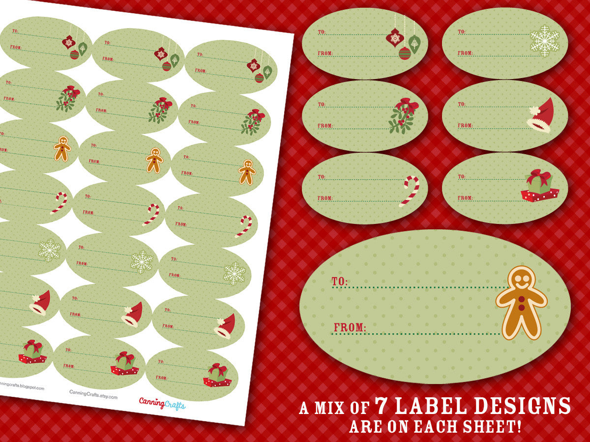 Oval Christmas Labels, quilted mason jar stickers & holiday gift tags –  CanningCrafts