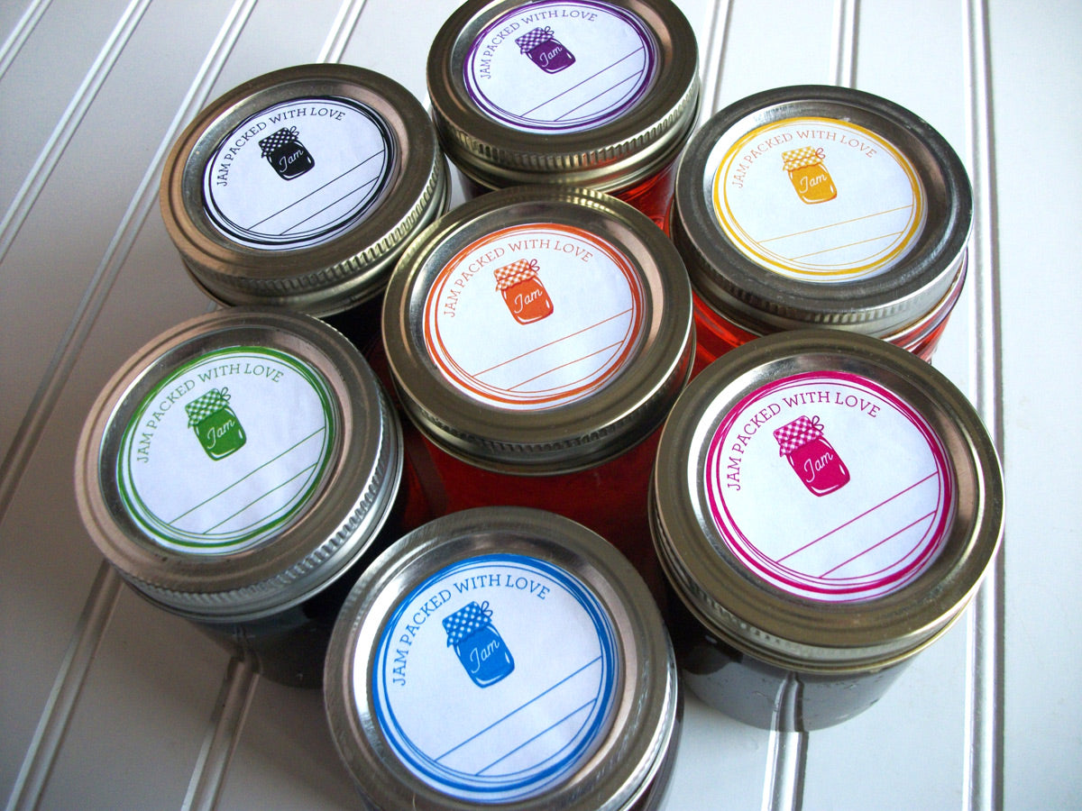 Colorful Jam Packed With Love Canning Labels | CanningCrafts.com
