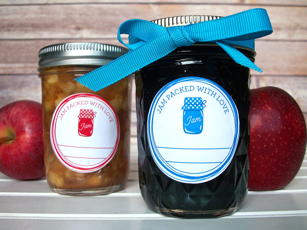 Colorful Jam Packed With Love Mason Canning Jar Labels | CanningCrafts.com