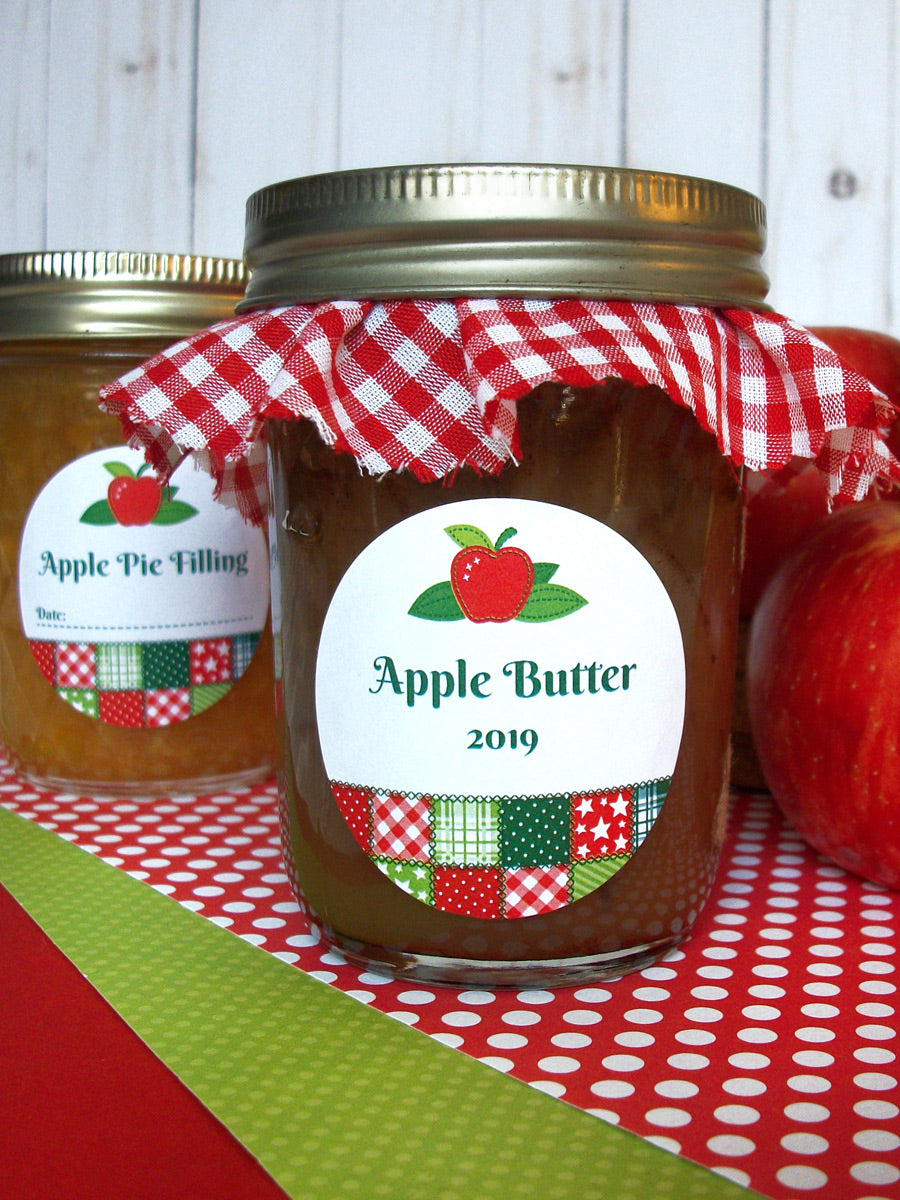 Country Quilt Apple Butter Mason Canning Jar Labels | CanningCrafts.com