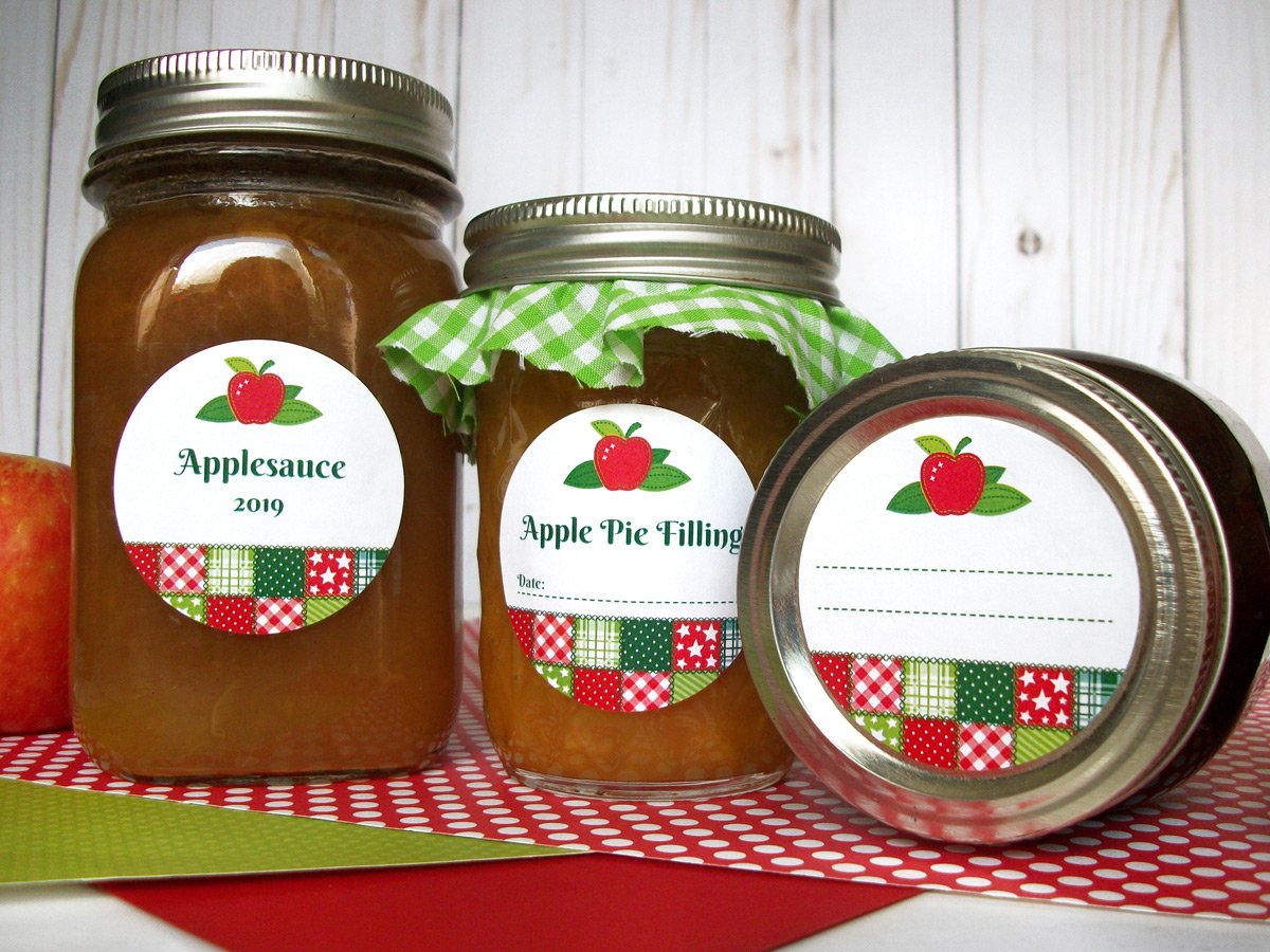 Country Quilt Applesauce & Pie Filling Canning Jar Labels | CanningCrafts.com