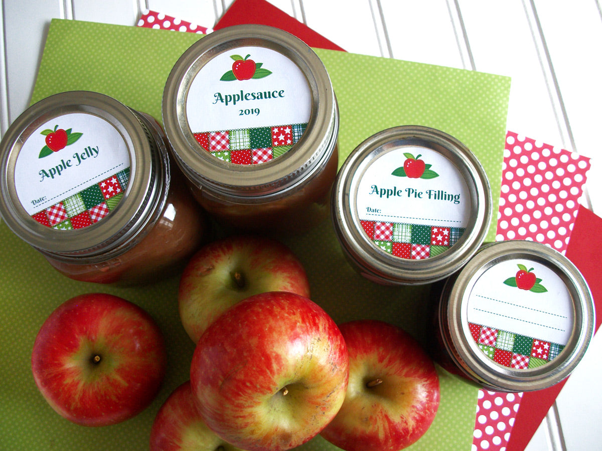 Country Quilt Applesauce, Jelly, & Pie Filling Mason Canning Jar Labels | CanningCrafts.com