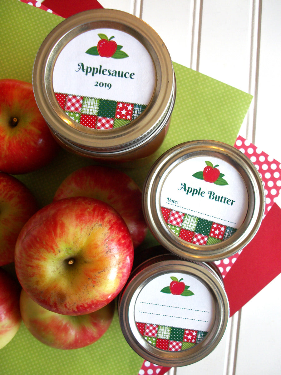 Country Quilt Applesauce & Apple Butter Canning Jar Labels | CanningCrafts.com