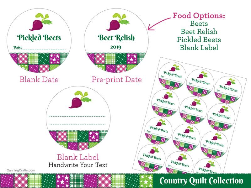 Country Quilt Pickled Beets & Relish Canning Labels | CanningCrafts.com