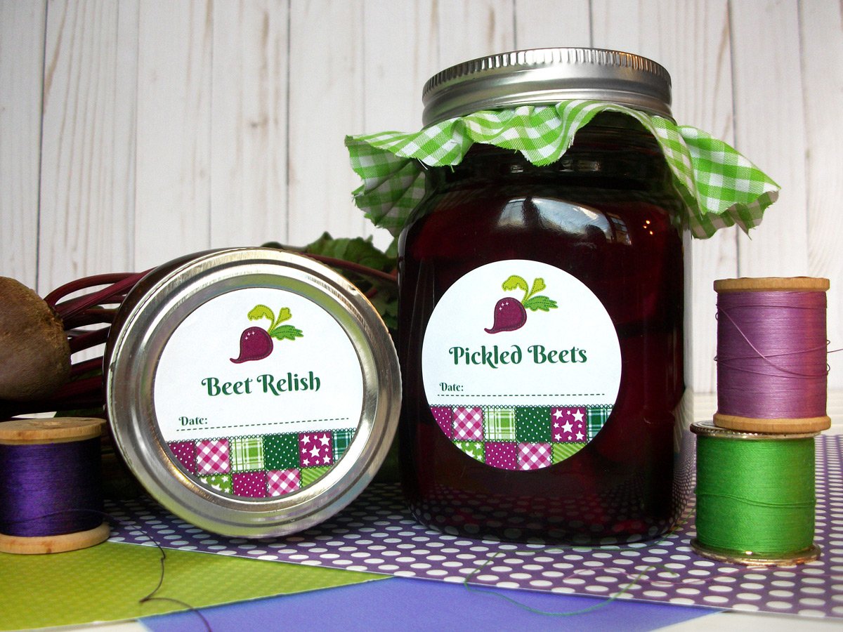 Country Quilt Pickled Beets & Relish Canning Labels | CanningCrafts.com