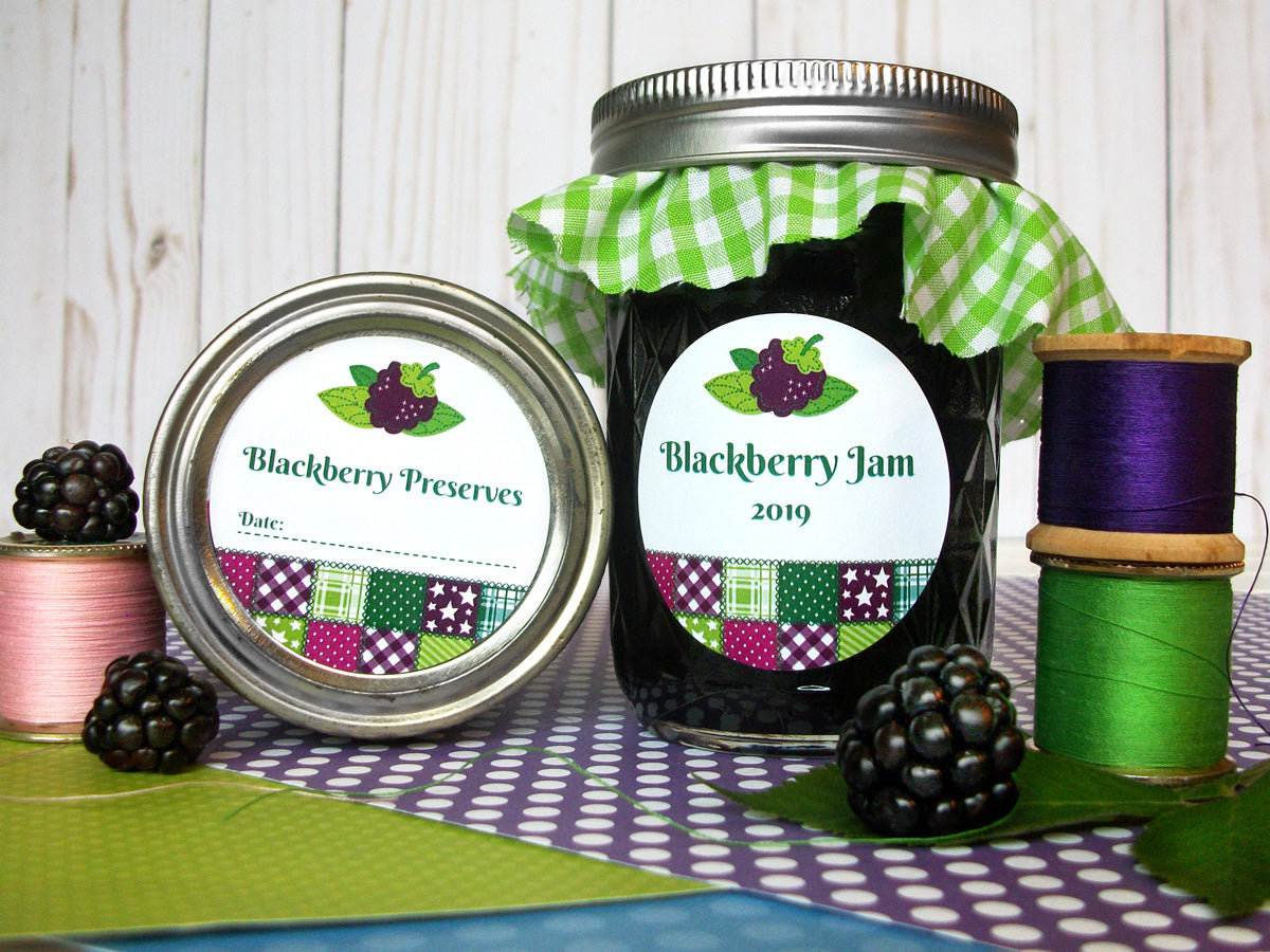 Country Quilt Blackberry Jam & Preserves Canning Labels | CanningCrafts.com