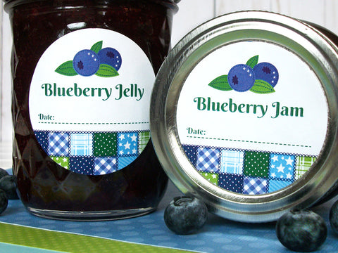 Country Quilt Blueberry Jam & Jelly Canning Labels | CanningCrafts.com