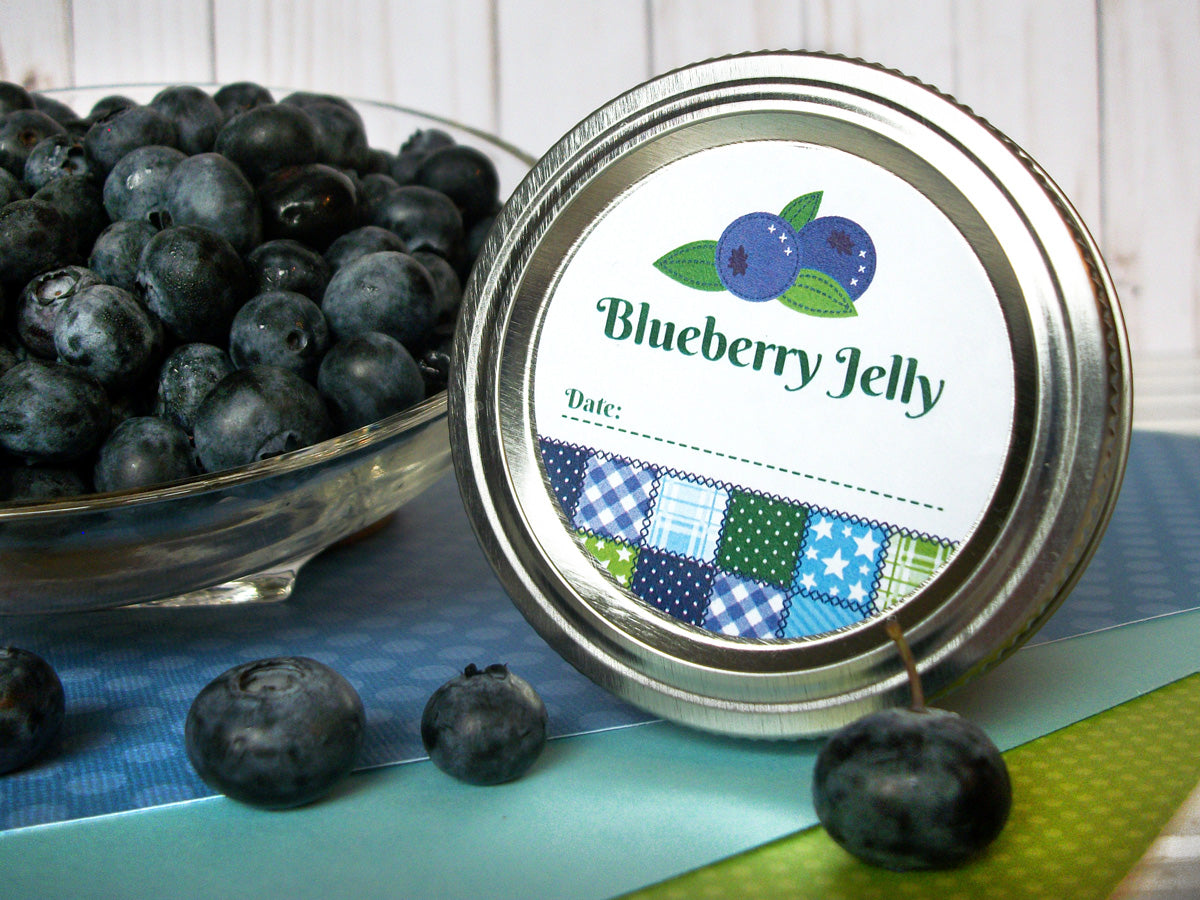 Country Quilt Blueberry Jelly Canning Labels | CanningCrafts.com