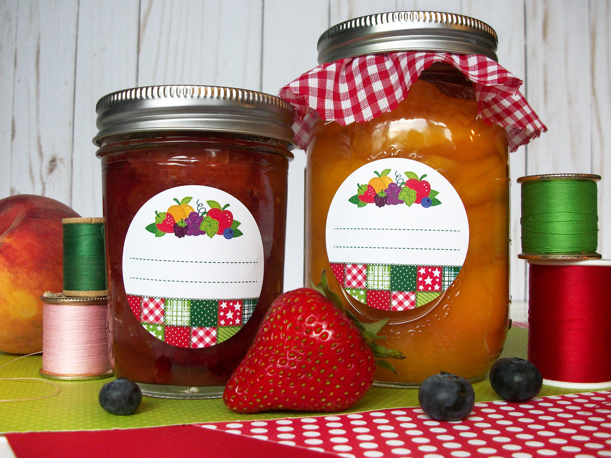 Country Quilt Fruit Mason Canning Jar Labels | CanningCrafts.com