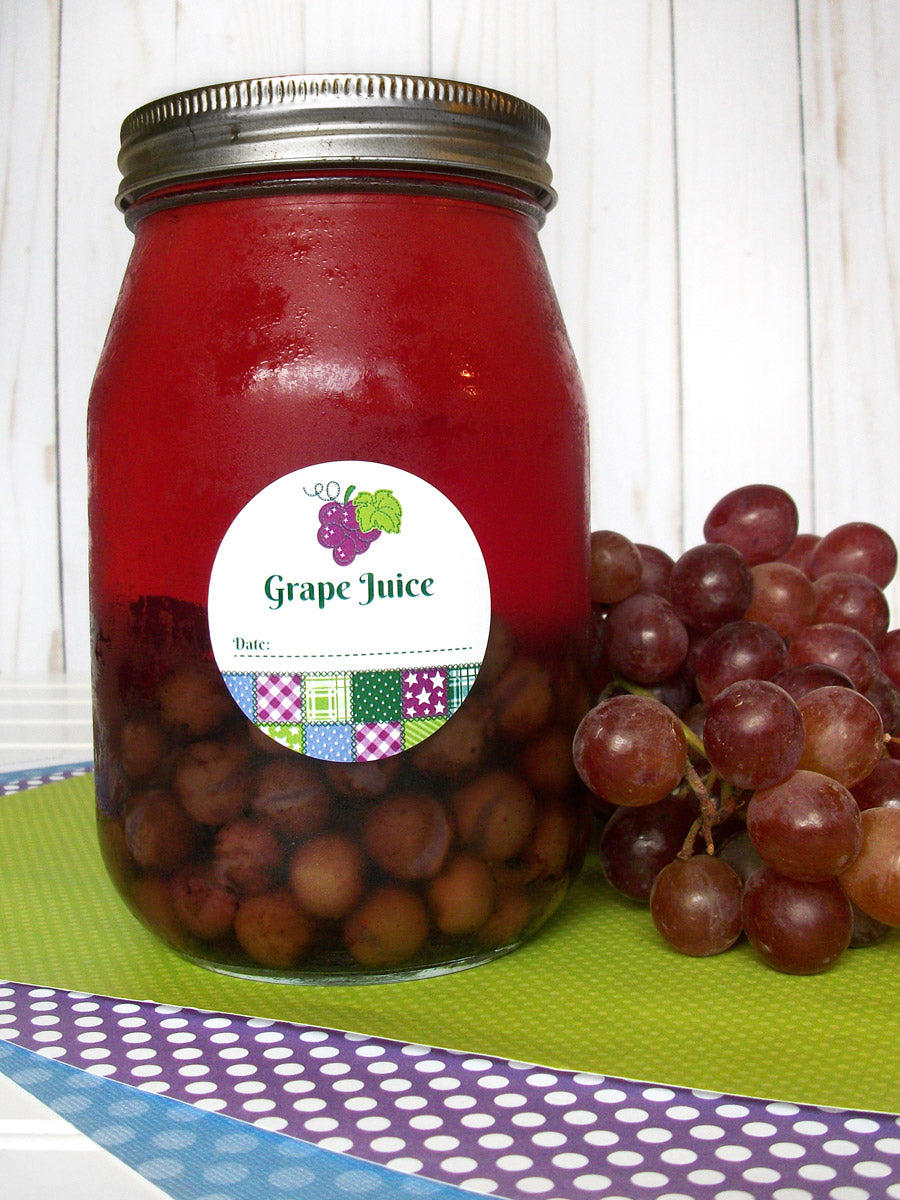 Country Quilt Grape Juice Canning Labels | CanningCrafts.com