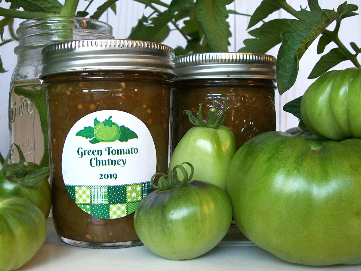 Country Quilt Green Tomato Chutney Canning Labels | CanningCrafts.com