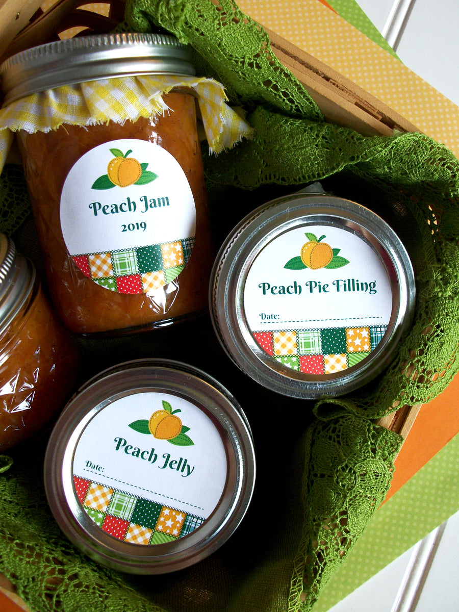 Country Quilt Peach Canning Labels | CanningCrafts.com