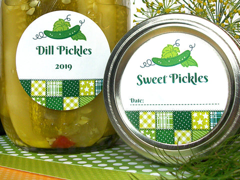 Country Quilt Dill & Sweet Pickle Canning Labels | CanningCrafts.com