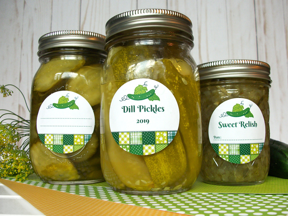 Country Quilt Dill Pickle & Sweet Relish Canning Labels | CanningCrafts.com