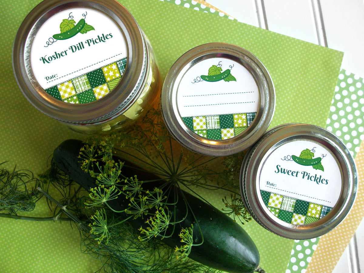 Country Quilt Dill & Sweet Pickle Canning Labels | CanningCrafts.com