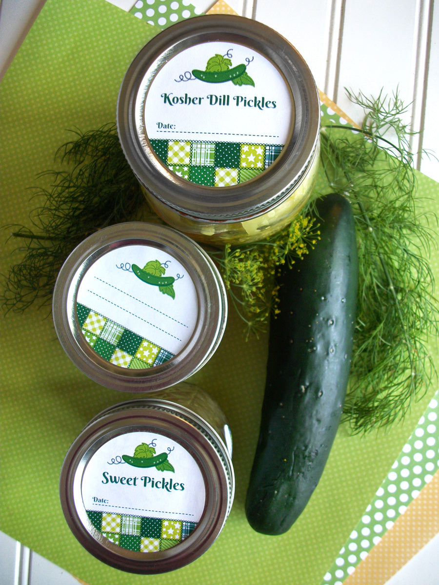 Country Quilt Dill & Sweet Pickle Canning Jar Labels | CanningCrafts.com