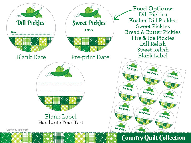 Country Quilt Pickle Canning Labels | CanningCrafts.com