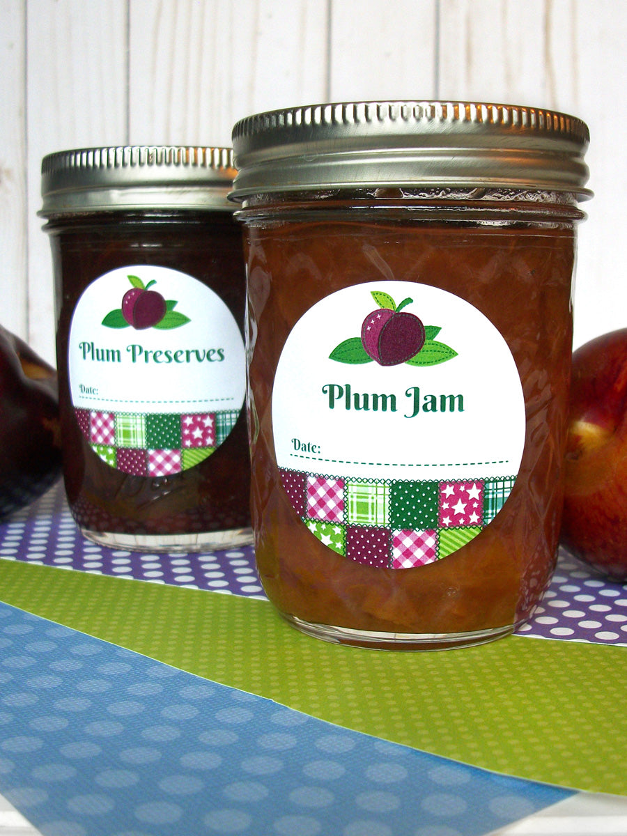 Country Quilt Plum Jam Canning Labels | CanningCrafts.com