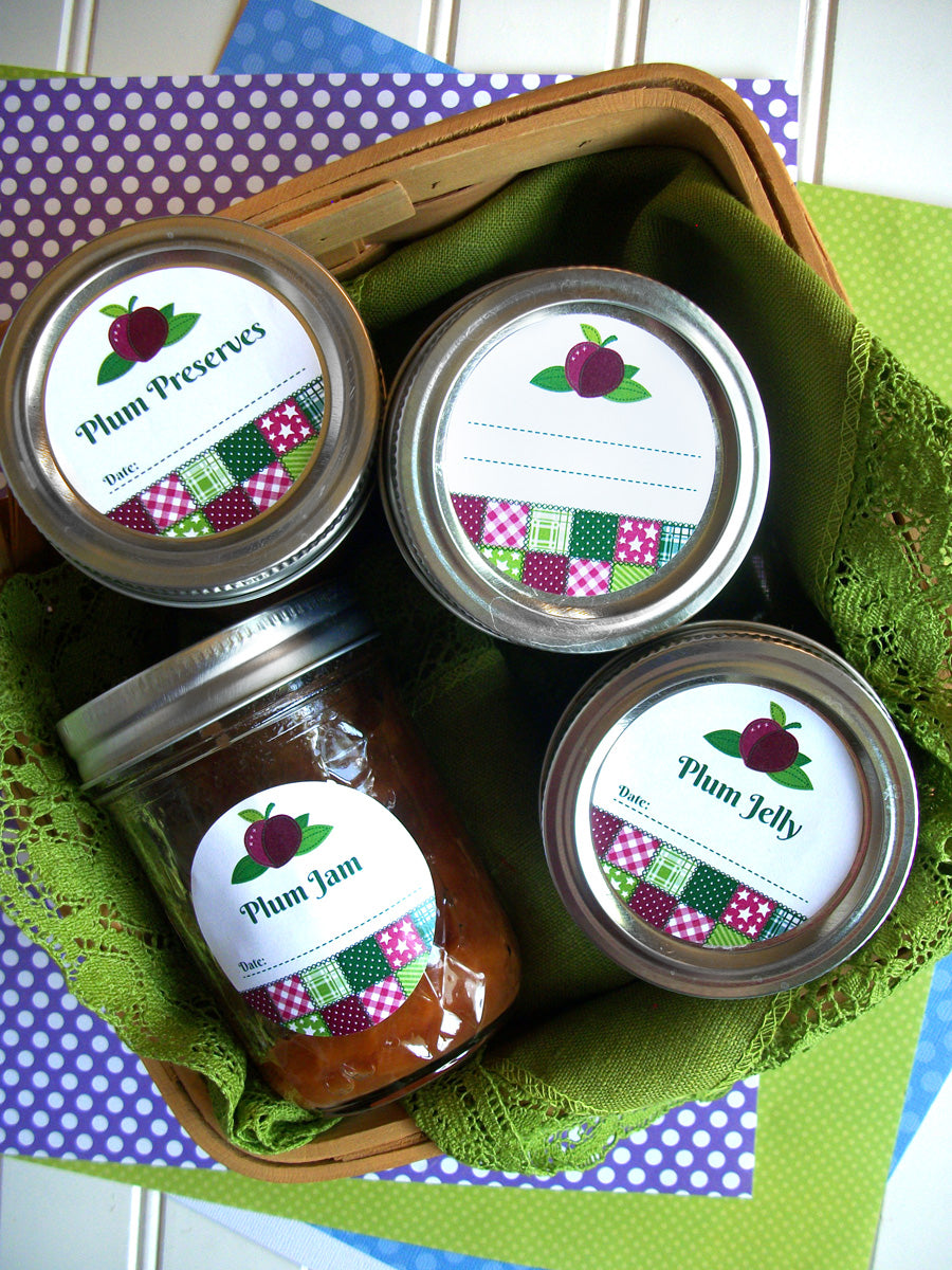 Country Quilt Plum Jam & Jelly Canning Labels | CanningCrafts.com