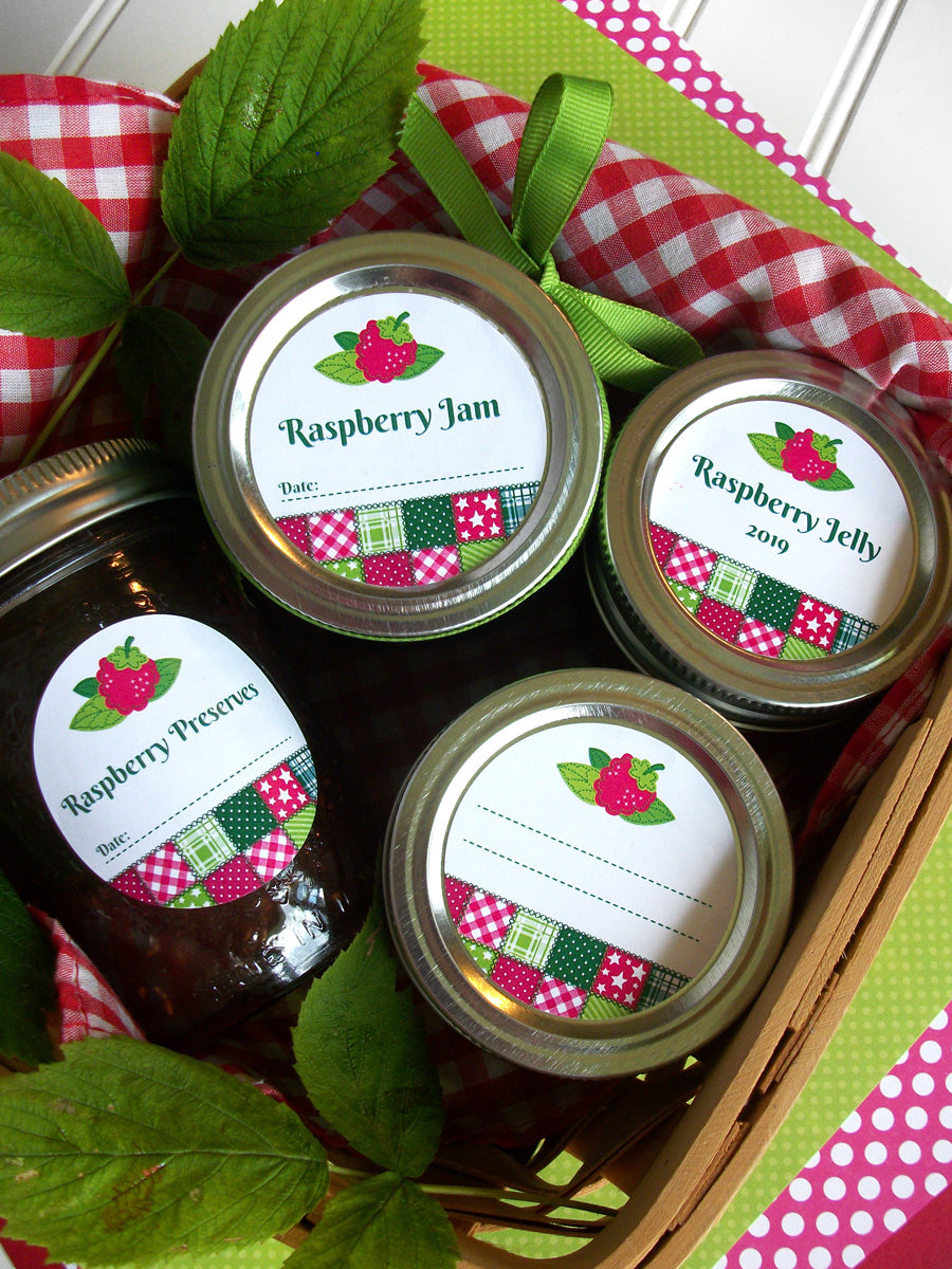 Country Quilt Raspberry Canning Labels | CanningCrafts.com
