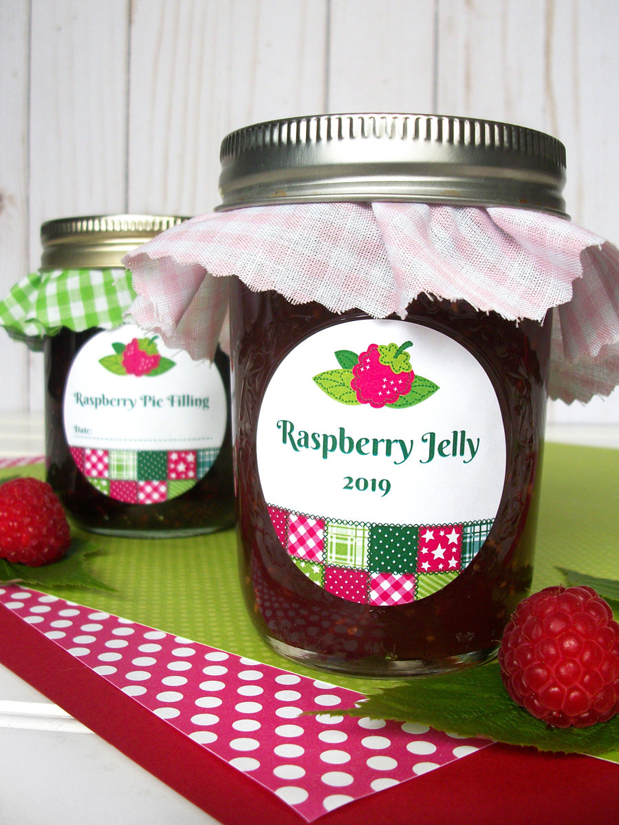 Country Quilt Raspberry Jelly Canning Labels | CanningCrafts.com