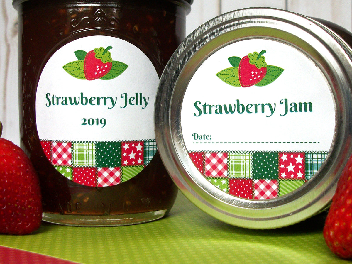 Country Quilt Strawberry Jam & Jelly Canning Labels | CanningCrafts.com