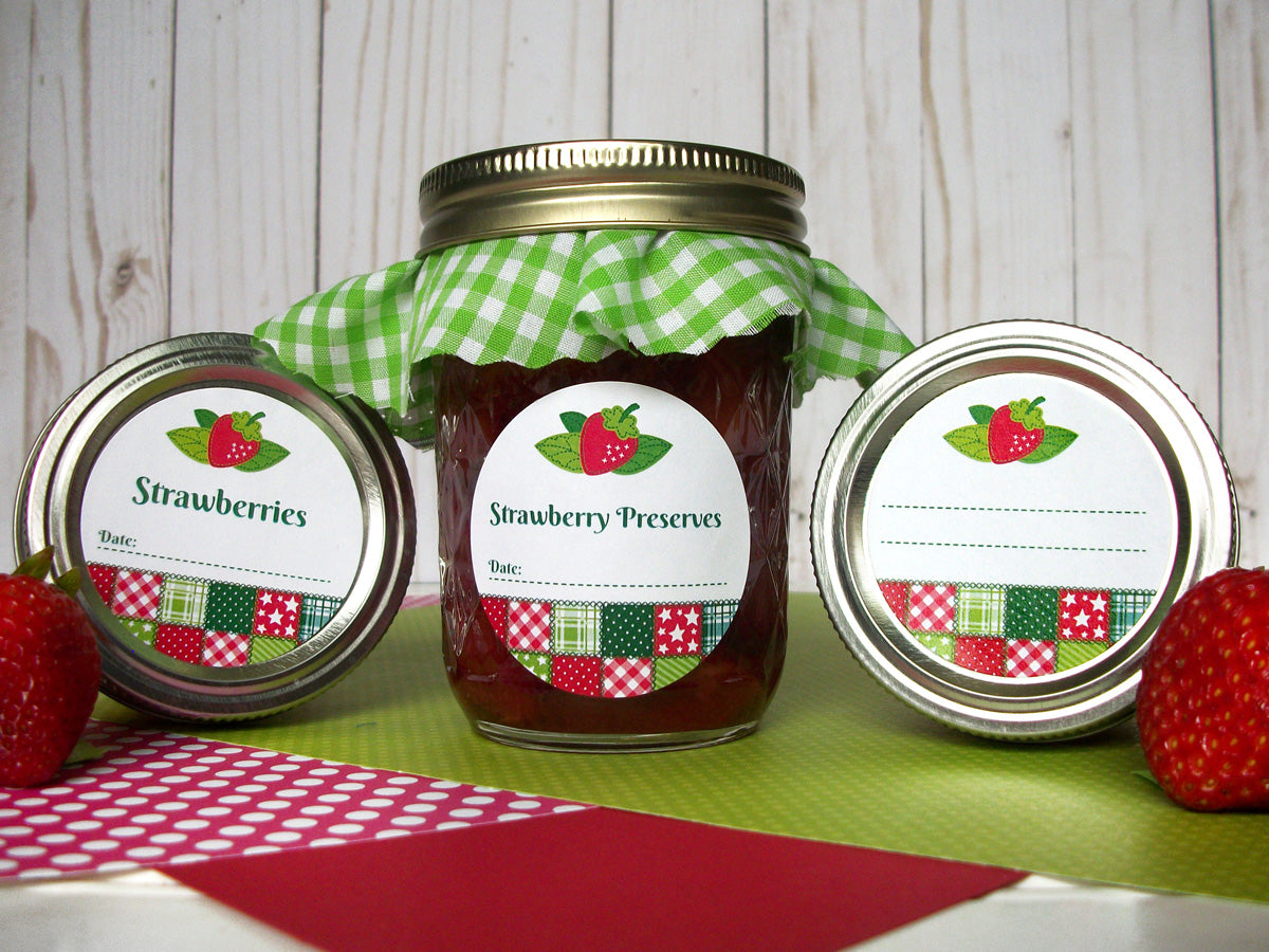 Country Quilt Strawberry Canning Labels