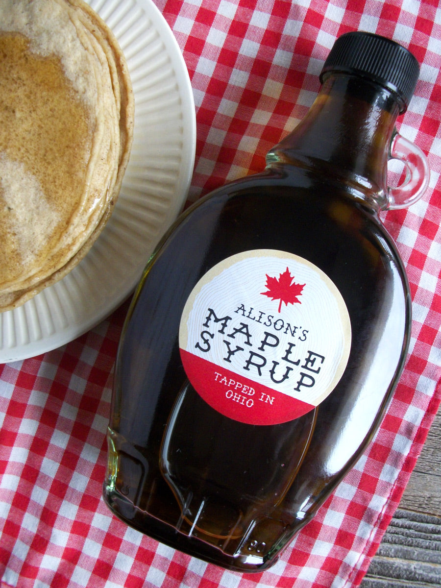 Custom Cross Cut Wood Maple Syrup Labels for home-based maple sugarers ...