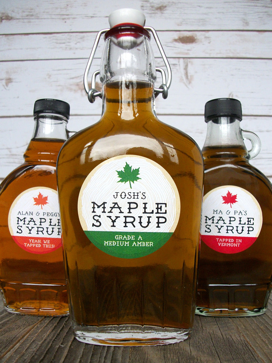 Syrup Labels Custom Cross Cut Wood Maple Syrup Labels for home-based maple sugarers ...
