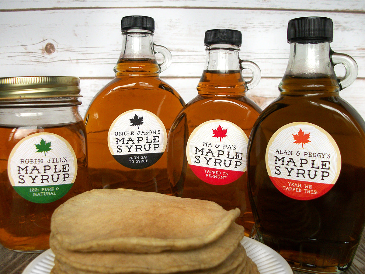 Label Maple Custom Cross Cut Wood Maple Syrup Labels for home-based maple sugarers ...