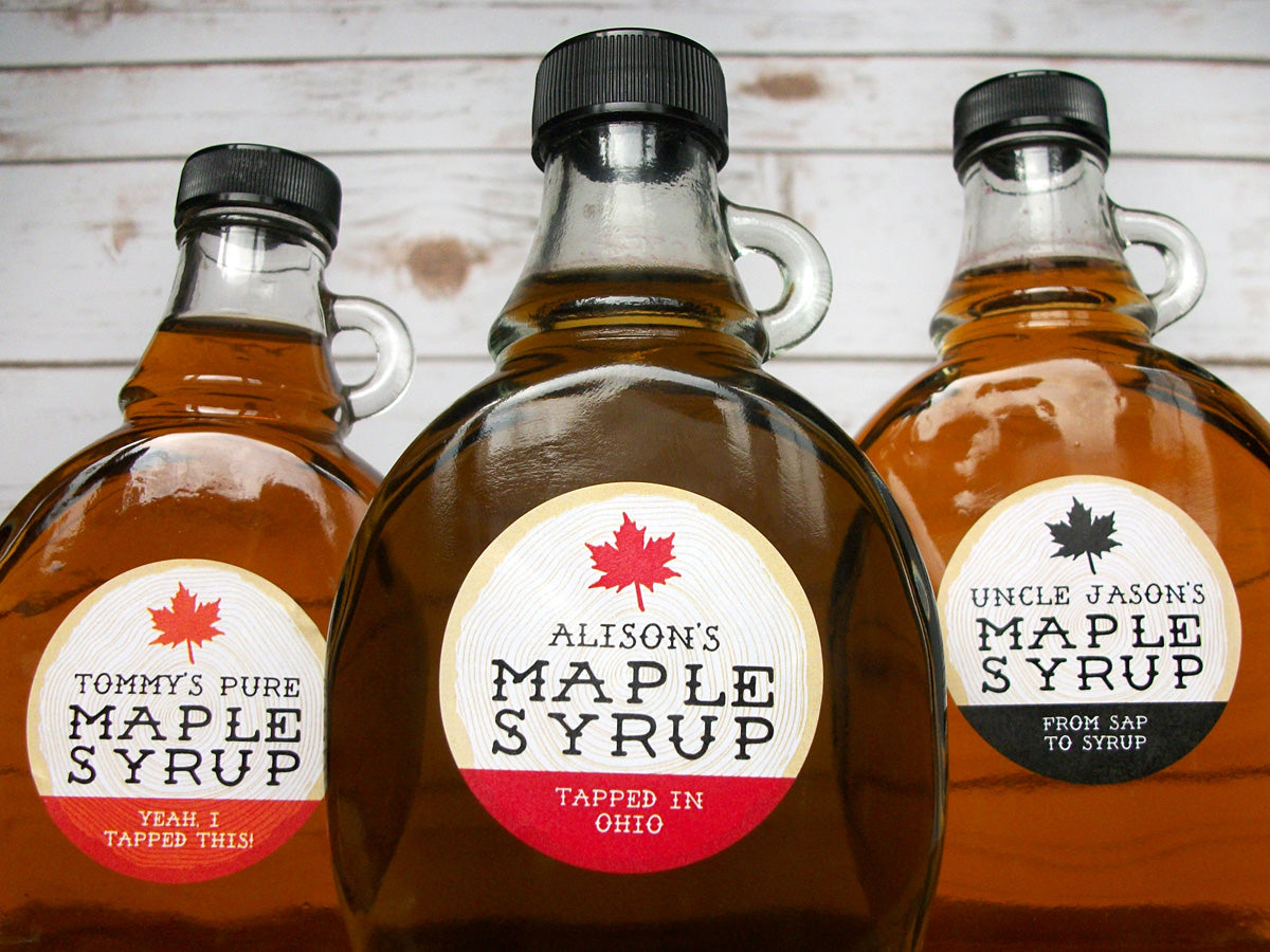 Label Maple Custom Cross Cut Wood Maple Syrup Labels for home-based maple sugarers ...